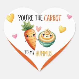 Pegatina En Forma De Corazón Delicioso Hummus y Zanahoria Kawaii
