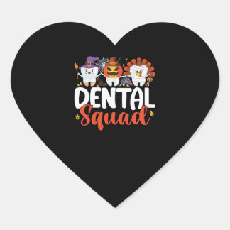 Pegatina En Forma De Corazón Dental Squad Tooth Dentive Acción de Gracias Hallo