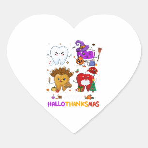 Pegatina En Forma De Corazón Dentist Happy Hallothanksma Halloween Acción de Gr