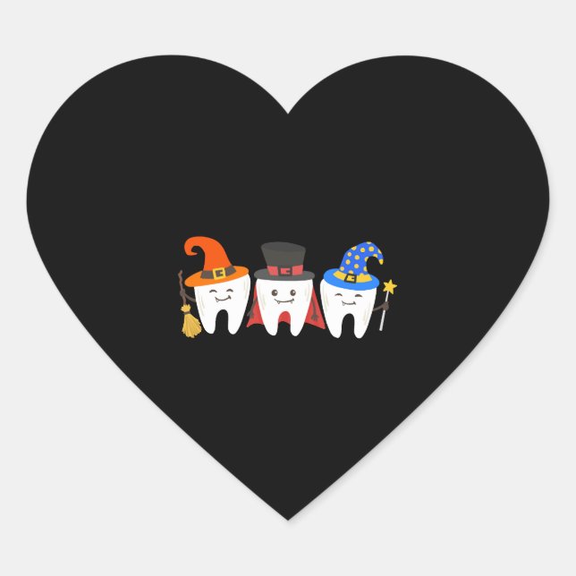 Pegatina En Forma De Corazón Dentista Halloween Teeth Dental (Anverso)