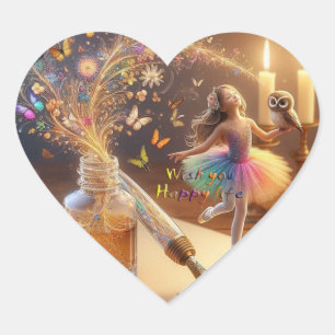 Pegatina En Forma De Corazón Desear una vida feliz Pegatinas del corazón