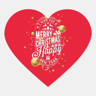 Pegatina En Forma De Corazón Deséenle una Feliz Navidad y un Feliz Año Nuevo