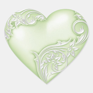 Pegatina En Forma De Corazón Desplazamiento del corazón Verde suave con blanco