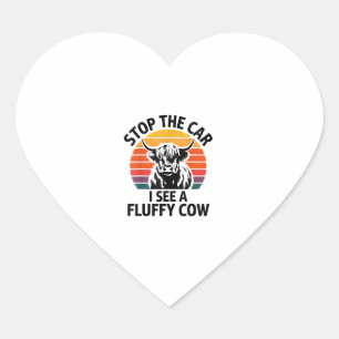 Pegatina En Forma De Corazón Detén El Auto Que Veo Fluffy Cow Retro Highland Co