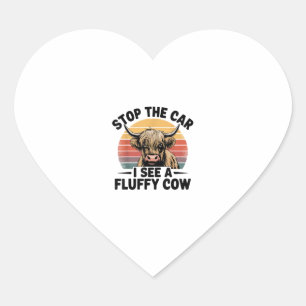 Pegatina En Forma De Corazón Detén El Auto Que Veo Fluffy Funny Cow Retro Highl