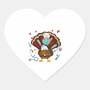 Pegatina En Forma De Corazón Día de Acción de Gracias Tops a mujeres enfermera