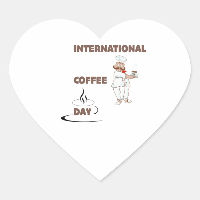 Pegatina En Forma De Corazón día de café internacional (Anverso)