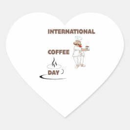 Pegatina En Forma De Corazón día de café internacional
