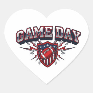 Pegatina En Forma De Corazón Día de Juego Fútbol Americano Escudo Patriótico De