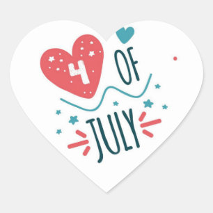 Pegatina En Forma De Corazón Día de la Independencia 4 de julio