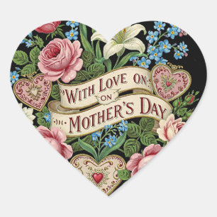 Pegatina En Forma De Corazón Día de la Madre con Amor