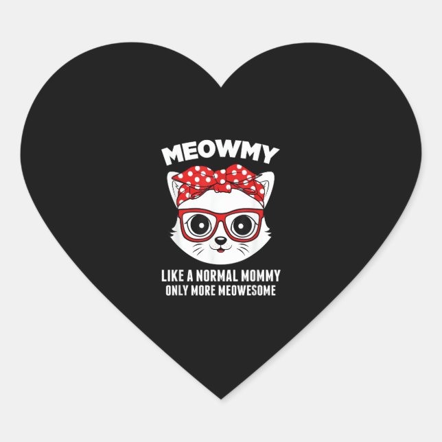 Pegatina En Forma De Corazón Día de la Madre de gafas mami de gato divertido (Anverso)