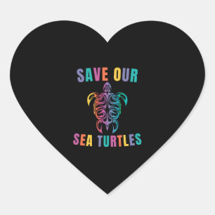 Pegatina En Forma De Corazón Día de la Tierra, salven nuestras tortugas marinas