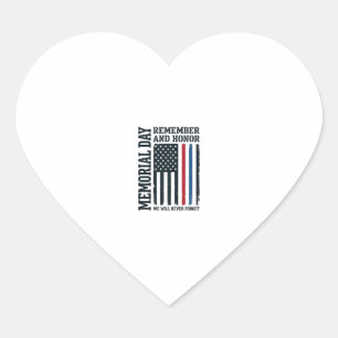 Pegatina En Forma De Corazón Día de los Caídos Tributo Recordar y Honrar Vector