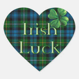 Pegatina En Forma De Corazón Día de San Patricio "Irlandés Luck Tartán"