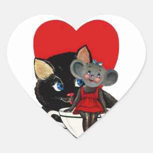 Pegatina En Forma De Corazón Día de San Valentín antiguo, corazón de taza de té