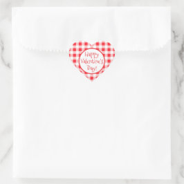 Pegatina En Forma De Corazón Día de San Valentín Caprichoso Rojo Blanco Cuadros