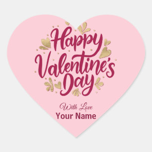Pegatina En Forma De Corazón Día de San Valentín Romántico Corazón Burgundy y