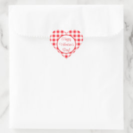 Pegatina En Forma De Corazón Día de San Valentín Romántico de Cuadro Rojo y Bla