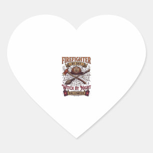 Pegatina En Forma De Corazón Día del Bombero Bruja Noche de Halloween Casco Hac
