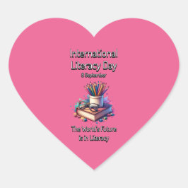 Pegatina En Forma De Corazón Día Internacional de la Alfabetización 8 de septie