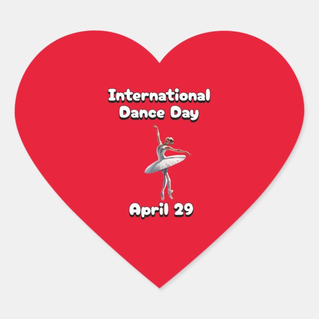 Pegatina En Forma De Corazón Día Internacional de la Danza (Anverso)