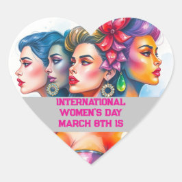 Pegatina En Forma De Corazón Día Internacional de la Mujer - 8 de Marzo de Cora