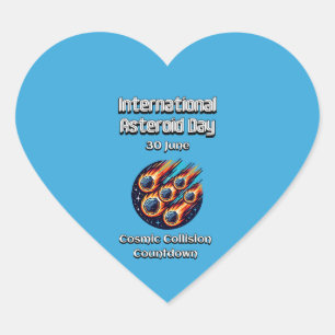 Pegatina En Forma De Corazón Día Internacional de los Asteroides. 30 de junio