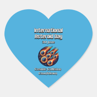 Pegatina En Forma De Corazón Día Internacional de los Asteroides. 30 de junio