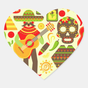 Pegatina En Forma De Corazón Día Mexicano de los Muertos México