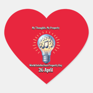 Pegatina En Forma De Corazón Día Mundial de la Propiedad Intelectual
