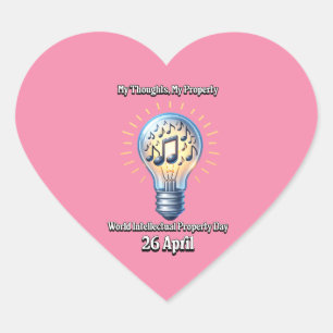 Pegatina En Forma De Corazón Día Mundial de la Propiedad Intelectual