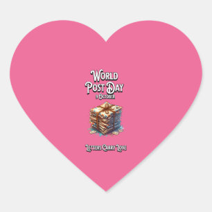 Pegatina En Forma De Corazón Día Mundial del Post. Las cartas llevan amor.