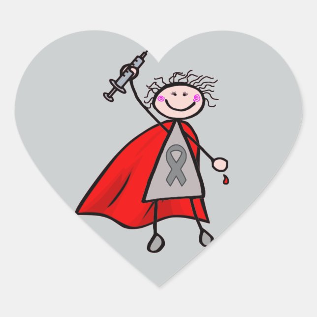 Pegatina En Forma De Corazón Diabetes Insulina Superheroína Chica (Anverso)