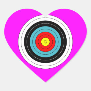 Pegatina En Forma De Corazón Diana de tiro con arco sobre corazón rosa