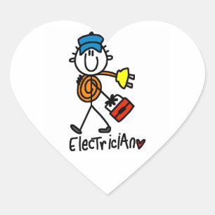 Pegatina En Forma De Corazón Dibujante electricista de palitos