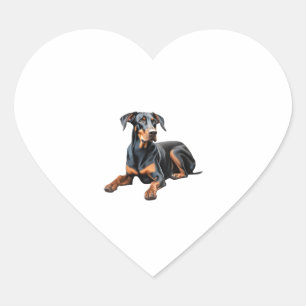 Pegatina En Forma De Corazón Dibujo a lápiz de color de un Pinscher Doberman. E