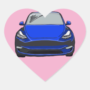 Pegatina En Forma De Corazón Dibujo de auto SUV de vehículo eléctrico azul
