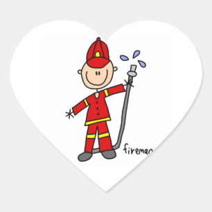 Pegatina En Forma De Corazón Dibujo de bombero con palitos