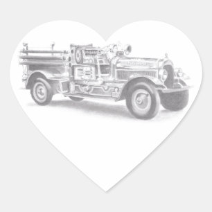 Pegatina En Forma De Corazón dibujo de bombero de piropos de piruetas vintage