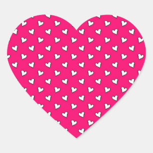 Pegatina En Forma De Corazón Dibujo de Corazón Rosa y Blanco Adorable