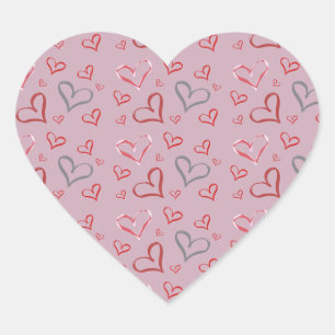 Pegatina En Forma De Corazón Dibujo de Corazones Multicolores Caprichosos Vinta