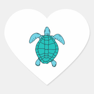 Pegatina En Forma De Corazón Dibujo De Natación De Tortuga De Mar