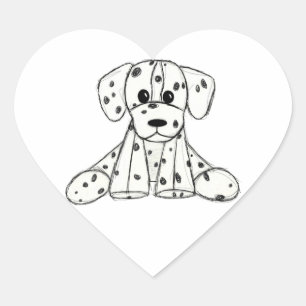 Pegatina En Forma De Corazón Dibujo de perro de peluche dálmata contorno simple