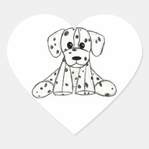 Pegatina En Forma De Corazón Dibujo de perros rellenos dálmatas esquema simple 