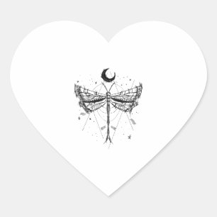 Pegatina En Forma De Corazón Dibujo de una libélula en el estilo Boho a la luz 