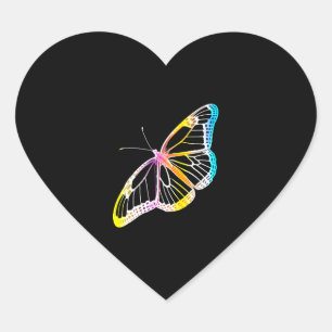 Pegatina En Forma De Corazón Dibujo del arco iris de monarca colorido de maripo