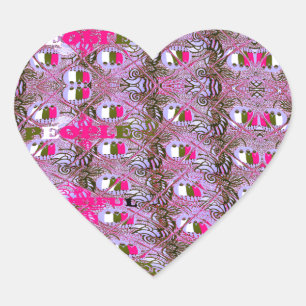 Pegatina En Forma De Corazón Dibujo del patrón abstracto de denso e intrincado