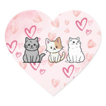 Dibujos animados de gatos y corazones