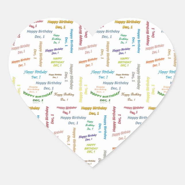 Pegatina En Forma De Corazón Diciembre, 1 Pegatina de cumpleaños (Anverso)